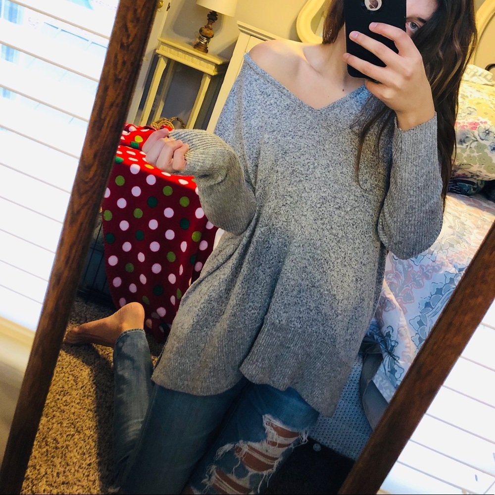 Oversized Heathered Gray Sweater